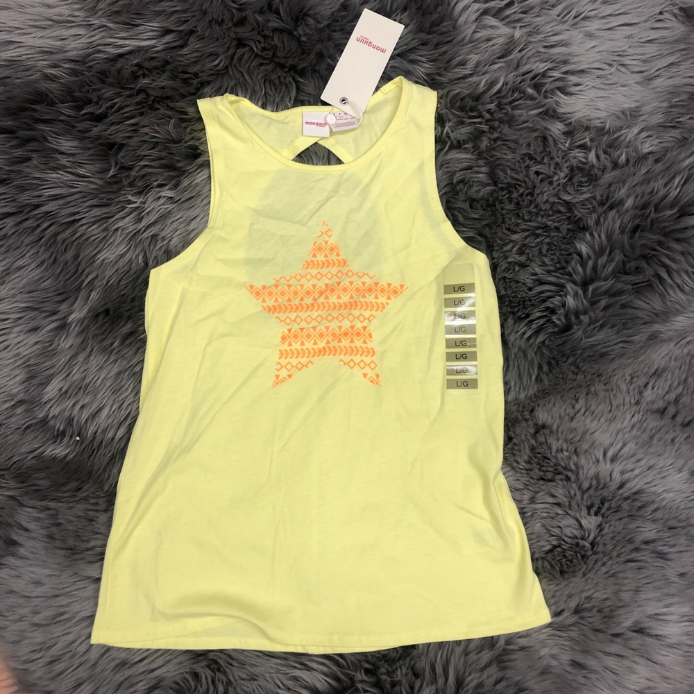 Manguun | Girls Star Design Tank Top | Yellow | Large